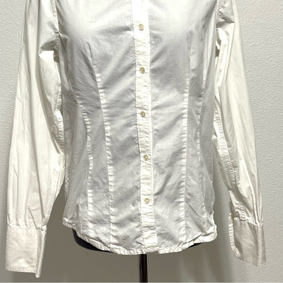 RE-5 100% Organic Cotton Woman White Long Sleeve Button Down Shirt Size M - Picture 3 of 12